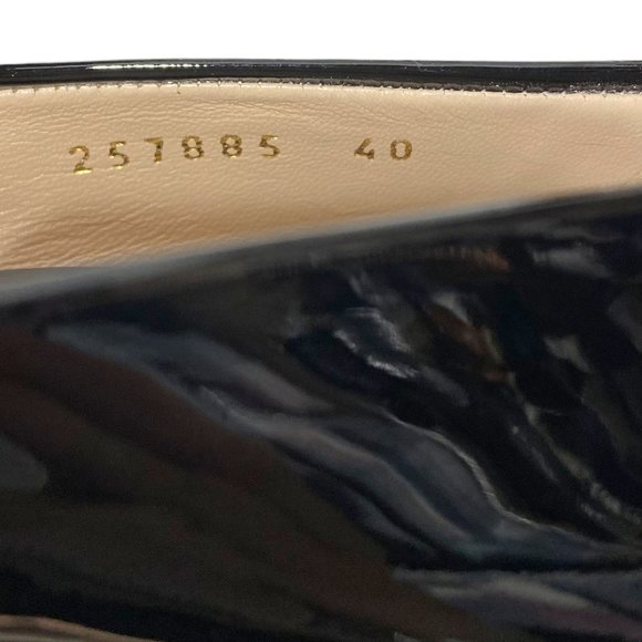 𝅺GUCCI Patent Leather Malaga Kid Horsebit Peep Toe Pumps Black - Picture 5 of 9